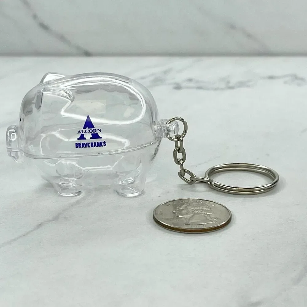Alcorn Brave Banks Clear Piggy Bank Keychain Keyring